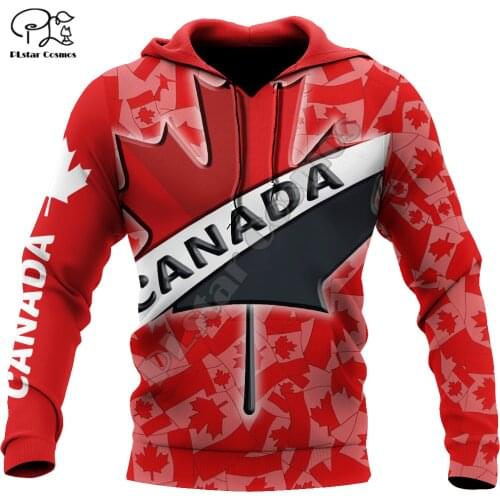 PLstar Cosmos Canada Flag National Emblem 3D Printed Hoodies Sweatshirts Zip Hooded For Man/Woman Casual Streetwear Style-C29