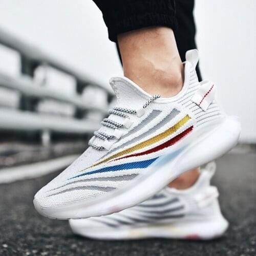 Knitting fashion spring Sneakers Light mens s sneakers solid black comfortable white mens summer slip for on informales man Men