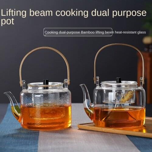 High Temperature Resistant Glass Teapot Lifting Handle Teapot Household Induction Cooker Kettle Large Black Tea Pu'er Tea Cooker
