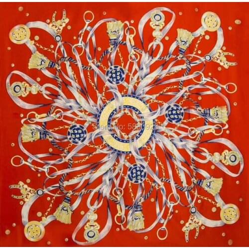 High Quailty Silk Square Scarf Headband Female Ladies Luxury Brand Scarf Shawls Pashmina Twill Print big Scarves 130*130CM