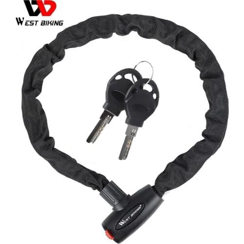 WEST BIKING Universal Bicycle Chain Lock Safety Anti-Theft Motorcycle MTB Road Bike Lock With 2Key Outdoor Cycling BikeAccessory