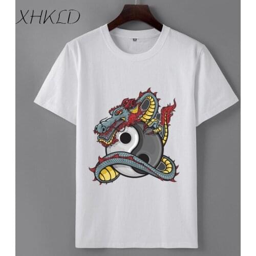 XHKLD Fashion print Sweat t-shirt Mens Cartoon casual 100% Cotton tops tee male o-neck Summer short sleeves camisetas hombre