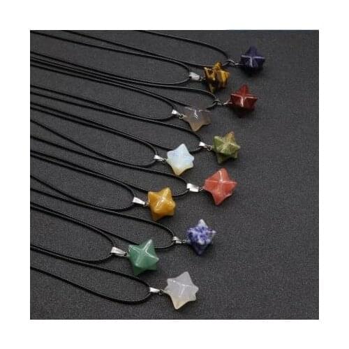 Wholesales Jewelry Handmade Hexagram Dangle Necklace Natural Stone Merkaba Pendant Necklace