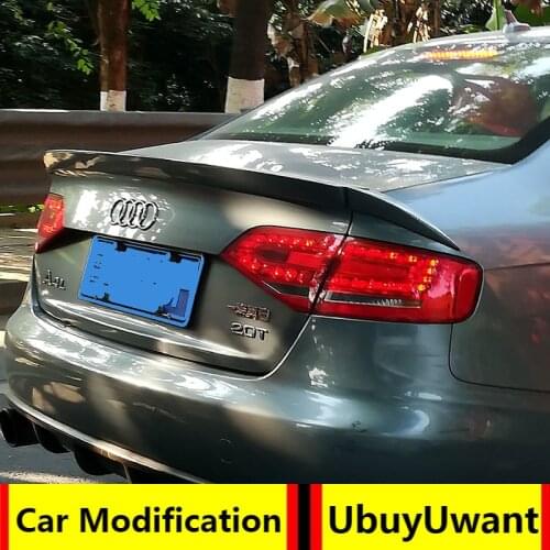 For Audi A4 B8 2009 2010 2011 2012 Rear Spoiler 3Pcs/Set PU Material Primer Color Car Tail Wing Decoration Trunk Spoiler
