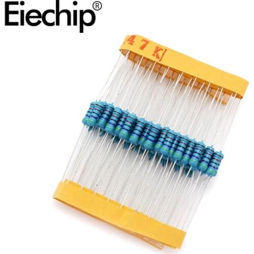 100pcs/lot 0.5W 1 ohm 1% Metal film resistor 1/2W resistance 47K Electronic resistors
