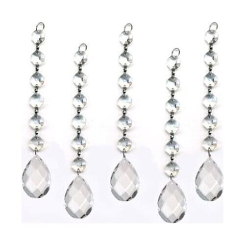 12pcs DIAMOND HANGING CRYSTAL GARLAND WEDDING STRAND WITH 6 BEADS AND 1 RRISM PENDANT