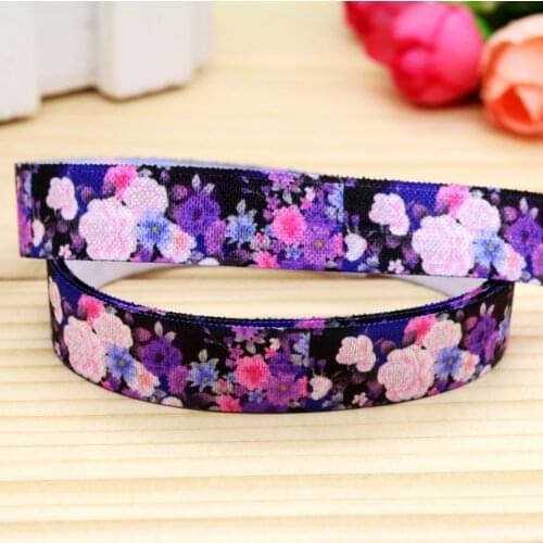 5/8'' Free shipping Fold Elastic FOE flowers printed headband headwear hairband diy decoration wholesale OEM P5380
