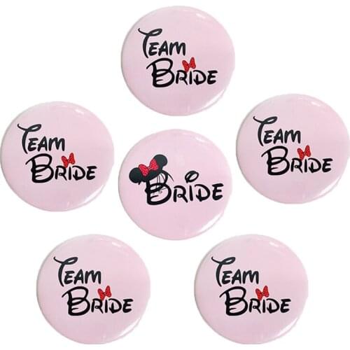6Pcs Team Bride Badge Bridsmaid Gifts Bag Bachelorette Party Pink Bride To Be Badge Hen Party Wedding Party Decor