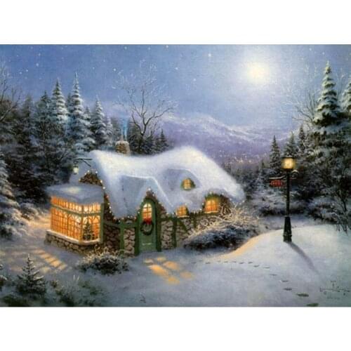 5D DIY diamond embroidery Christmas snow house diamond painting Cross Stitch full drill Rhinestone mosaic home decor
