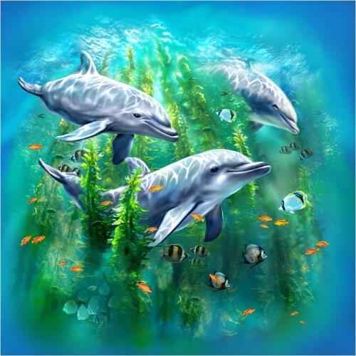 5d DIY,Diamond Painting cross-stitch kits decor Dolphin animal pattern Full square round drill Mosaic Diamond Embroidery sale