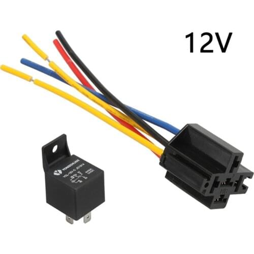 1PC Waterproof Automotive Relay 12V 40A 5Pin Car Relay 12v 4pin With Black Red Copper Terminal With Relay Socket Auto Relay