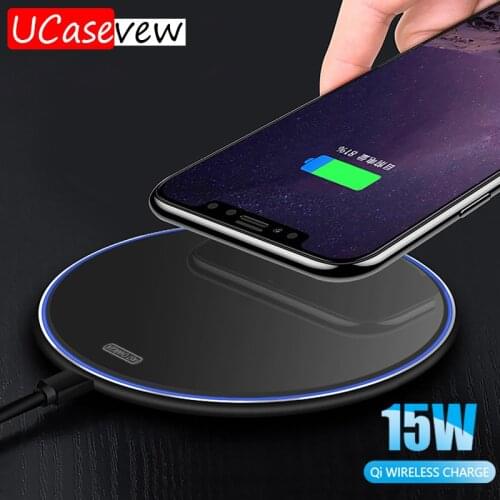 15W Qi Wireless Charger Pad Metal Glass Fast Charging Dock for iPhone Samsung S20 S10 Note 10 Huawei Super Wireless Quick Charge