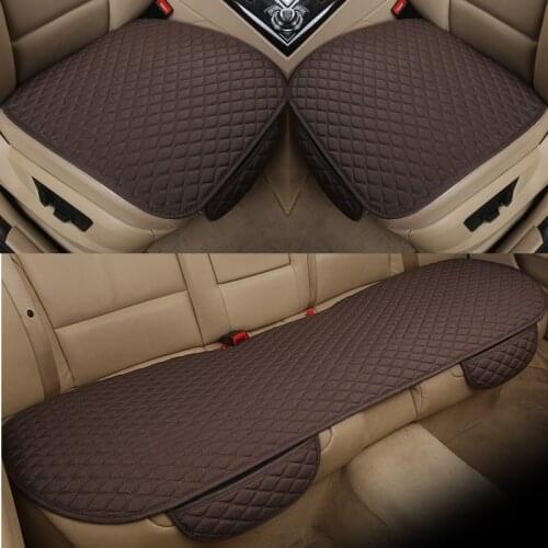New Linen Car Seat Cover 3pcs/set 5 Seats Front Rear Flax Car Seat Cushion Pad Protector Automotive Interior Fit Truck Suv Van