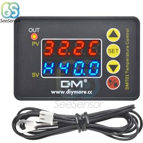LED Digital Temperature Controller Regulator Thermostat for Incubator Heating Cooling Control Buzzer Alarm DMT01 220V 12V 24V