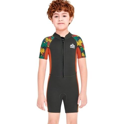 Children Maple Leaf Neoprene Wetsuits Swimwear Kids Print Surfing Swimsuits Diving Suits Boys Girls Swimming Bathing Suit