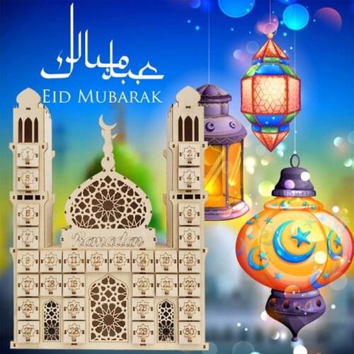 Eid Mubarak Countdown Calendar DIY Ramadan Ornaments Wooden Drawer Home Party Decoration High Quality and Brand New