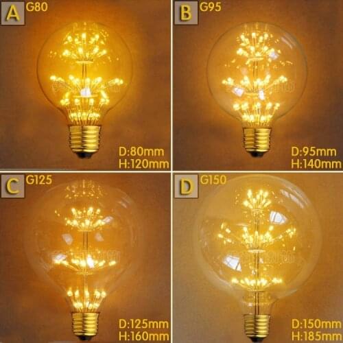 G80 G95 G125 2W LED Bombilla Edison Lamp E27 Vintage Bulb Light Lampada Edison Bulb Retro Lamp Ampoules Decoratives