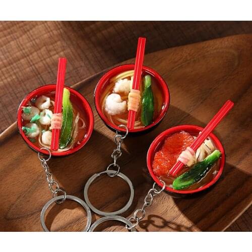 Simulation Food Food Model Egg Pork Noodle Environmental Protection PVC Simulation Three-dimensional Noodle Keychain Pendant