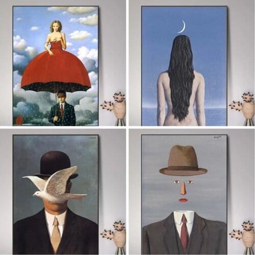 Rene Magritte Canvas Painting Surrealism Classic Artwork Posters and Print Wall Art Picture for Living Room Home Decor Cuadros