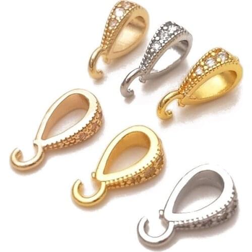 4PCS 18k Real Gold Plated Inlaid with zircon Pendant Findings Necklace Charms For Jewelry Making DIY Brass accessories