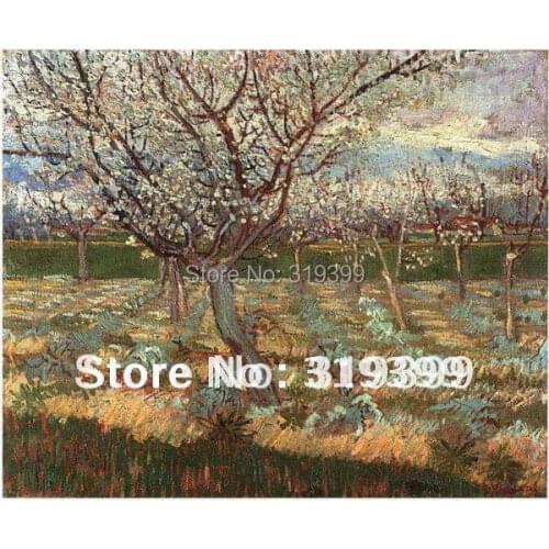 Linen Canvas Oil Painting reproduction, Apricot Trees in Blossom by vincent van gogh,Free DHL Shipping