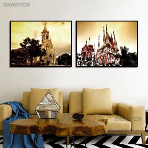 Modular European Style Castle Landscape Canvas Painting Home Decoration Printing Poster Wall Art Picture For Living Room Bedroom