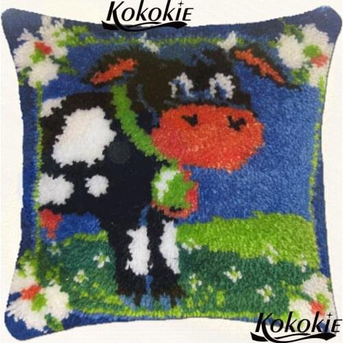 Crocheting Rug Kits embroider needlework printed cross stitch kits Diy latch hook cartoon pillow animal craft kits for adults