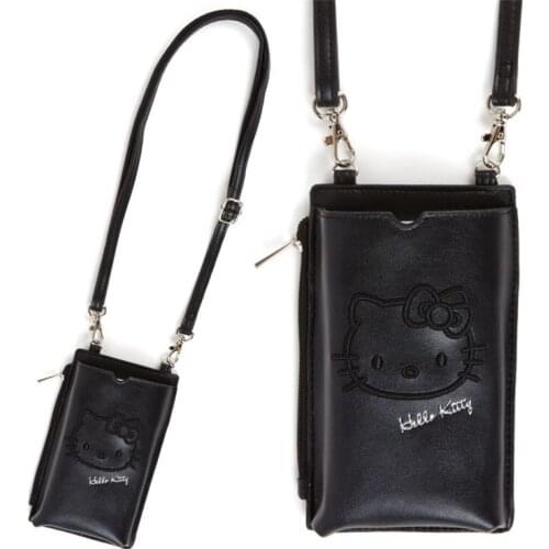 New Fashion KT Girls Kids PU Black Coin Purse Kids Messenger Bags For Children Gifts