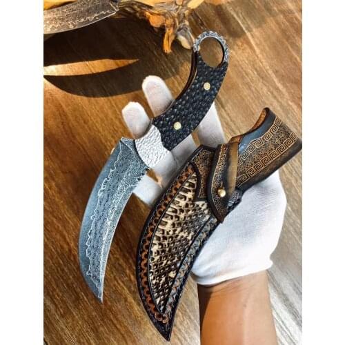 Unique design style imported forged Damascus steel (78th floor) hunting outdoor knife EDC tools