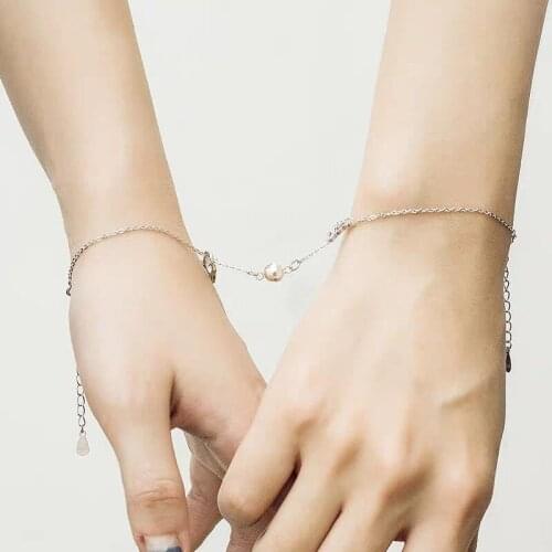 2PCs/set Couple Bracelet Infinite Love Paired Bracelet Coupling Magnetic Clasp Chain Bracelet for Women Men Lovers Fashion Gifts