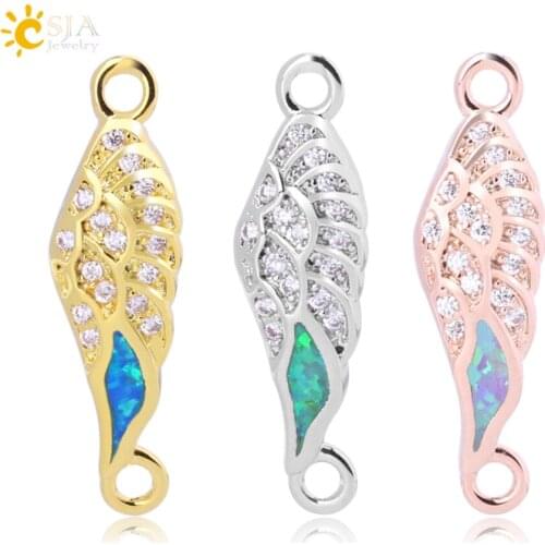 CSJA Charms Wings Shaped Connector Alloy Metal Silver Color Fashion for Accessories Women Jewelry Making Bracelets Earrings F800