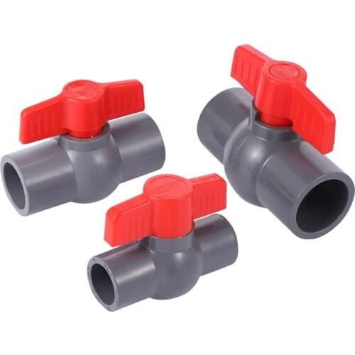 Grey PVC Plastic Slip End Ball Valve 20/25/32/40mm Inner Diameter 2Way Water flow controller Valve Switch Garden Irrigation Tool