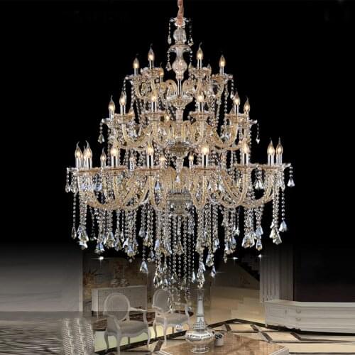 Modern Candle Crystal Chandeliers Blown Glass Chandelier Hotel Hanging Light Glass Chandelier Large Crystal Chandelier For Foyer