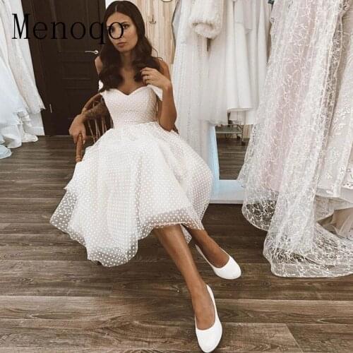 Wedding Dresses Boho off the Shoulder Tulle Puff Sleeves Tulle White A Line Bride Gowns 2021 suknia ślubna