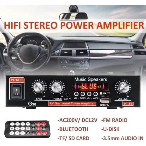 Universal G30 HIFI Bluetooth Car Audio MINI Power Amplifier FM Radio Player Support SD / USB / DVD / MP3 with Remote Controller