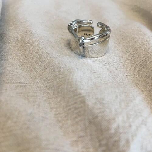 Japan Real 925 Sterling Silver Retro Old Original wholesale lots bulk Original Geometric Elegant Adjustable ring Exaggeration