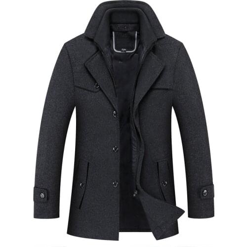 Winter Mens Wool Jacket Warm Business Casual Solid Color Jacket Wool Jacket Large Size Jacket Mens coat