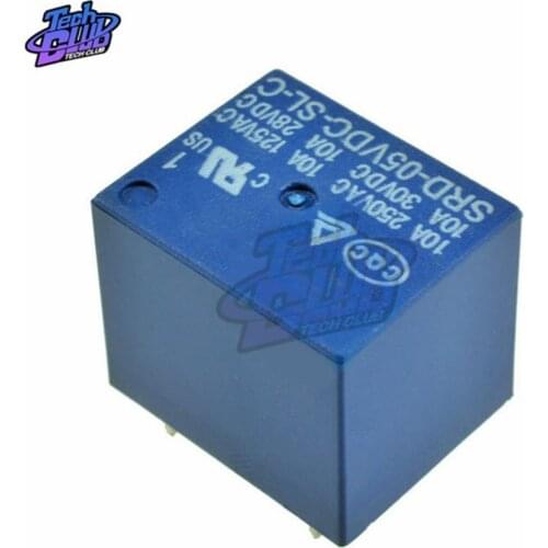 5PCS/lot 5V DC Power Relay SRD-05VDC-SL-C T73-5V SRD-5VDC-SL-C 5Pin PCB Type In stock