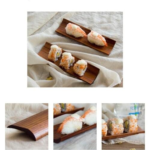 1PC New Wooden Dumplings Sushi Serving Tray Oblong Plate Salad Bread Dishes Kitchen Restaurant Home Supplies MF 025