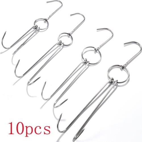 10pcs Stainless Steel Beef Meat clasps duck goose Turkey Hooks Roast Duck Bacon Hook BBQ Hanger Bread Hook Tools Accessories