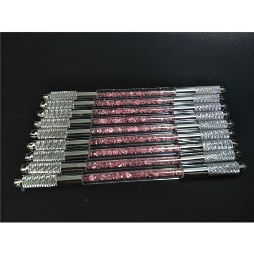 100pcs Professional Tebori Eyebrow Crystal Tattoo Pen Permanent Makeup Pen Machine Microblade Pen for Lip Eyebrow Double Head