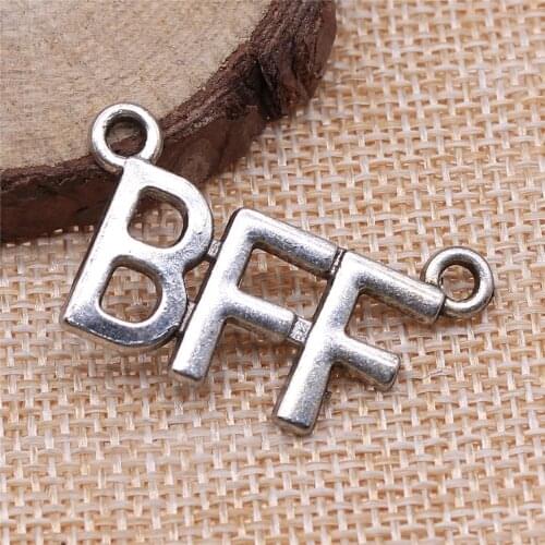 18pcs 36x20mm antique silver BFF best friend forever charms diy retro jewelry fit Earring keychain hair card pendant