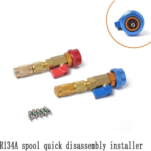2pcs Air Conditioning R134A Valve Core Quick Remover Valve Core Remover Installer High Low Pressure Tool Air Conditioner Repair