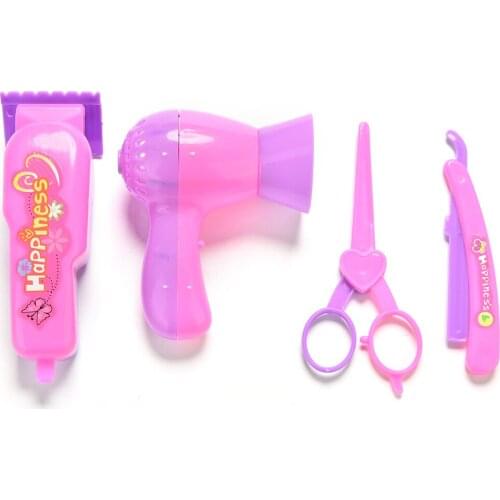4Pcs/set Hot Fashion Mini Barber Eyebrow Razor Hair Dryer Scissors Salons Tools For Girl Doll Toys Accessories Girl Best Gifts