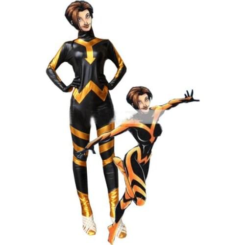 The Wasp Shiny Superhero Zentai Costume Cosplay Halloween Costume