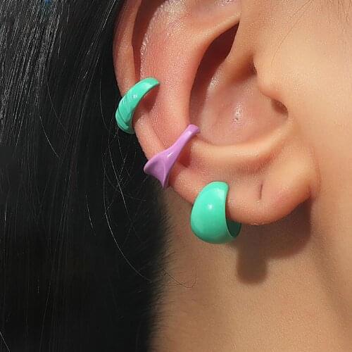 Bohemian Colorful Resin Clip Earrings Set For Women Girls Korean Ear Clips Without Piercing Ear Cuff Jewerly Gifts