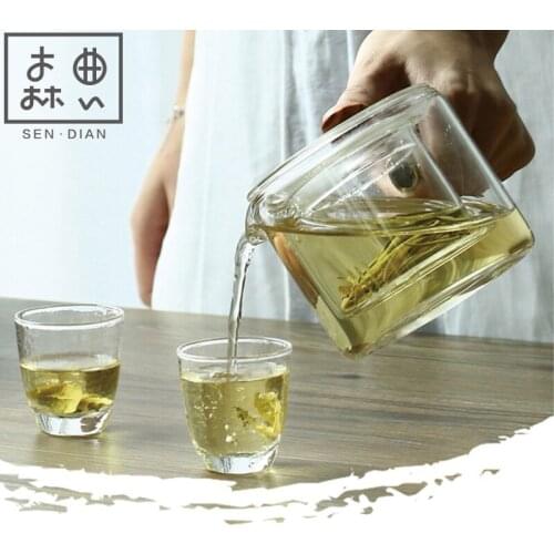 SENDIAN Japanese Style Glass Side Handle Teapot Heat-resistant Handmade Glass Pot 2021 New Hot Office Home Tea Set Accessories