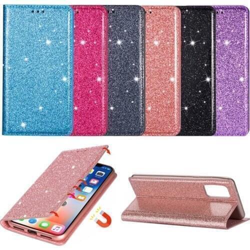 Case For Samsung Galaxy A51 A71 A11 A21 A21S A31 A41 A70E 4G 5G A81 A91 Cover Coque Magnetic Glitter leather Wallet soft Case