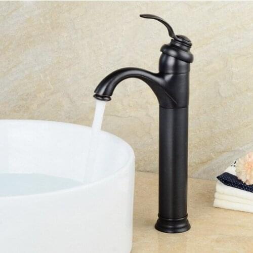 Black Oil Rubbed Bronze Antique Brass Bathroom Vessel Sink Basin Mixer Tap Faucet One Hole Single Handle mnf227
