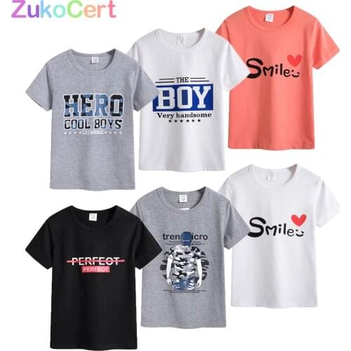Children T Shirts Summer Fashion Cartoon Boy Girls Short-sleeved Tops Tee Cotton Letter Print Childrens Clothing for 6-13 Years